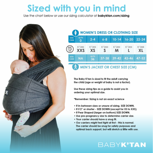 Baby K'tan Pre-Wrapped Ready To Wear Baby Carrier: Active Heather Black Yoga XL Perspective: back