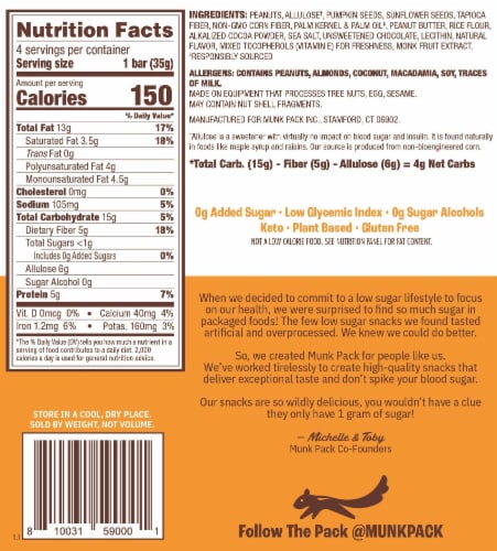 Munk Pack® Keto Peanut Butter Dark Chocolate Nut & Seed Bars Perspective: back