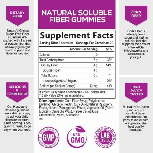 Sugar Free Fiber Gummies for Adults Daily Prebiotic Fiber Digestive