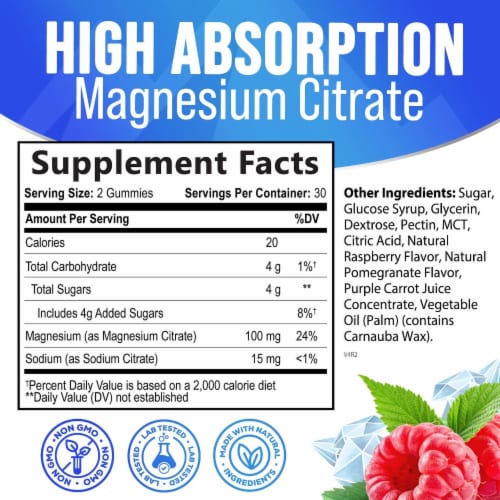 Magnesium Gummy - Magnesium Citrate Supplement for Relax Support for Adults - 60 Gummies Perspective: back