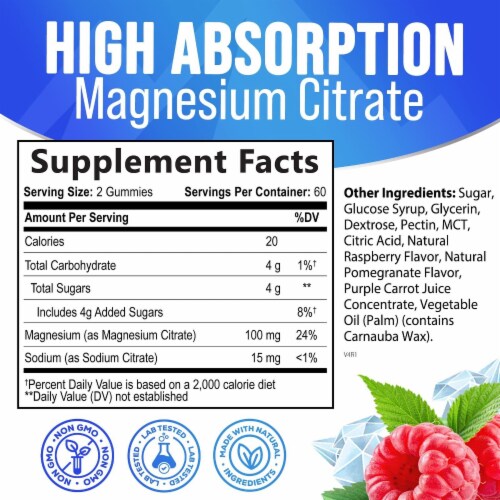 Magnesium Gummy - Magnesium Citrate Supplement for Relax Support for Adults - 120 Gummies Perspective: back
