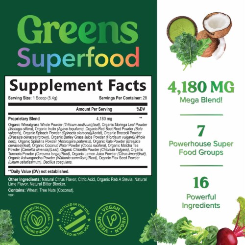 Organic Super Greens Powder Superfood Organic Greens Superfood Mix Powder 28 Servings 28 Servings Fry s Food Stores