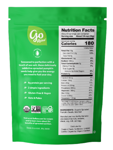 Go Raw® Organic Sprouted Pumpkin Seeds Perspective: back