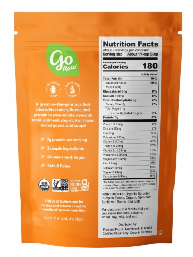 Go Raw® Organic Sprouted Sea Salt Pumpkin & Sunflower Seeds Perspective: back