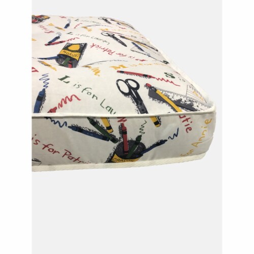 6 Single Foam Youth Mattress Twin 75 by 39 Crayon Pattern Perspective: back