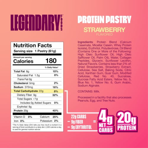 Legendary Foods™ Strawberry Protein Bar Pastry Perspective: back
