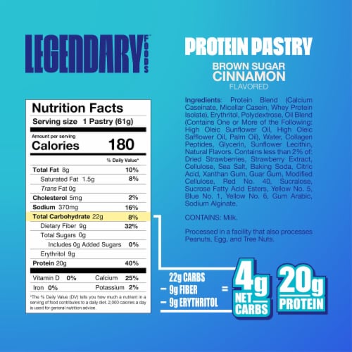 Legendary Foods™ Brown Sugar Cinnamon Protein Bar Pastry Perspective: back