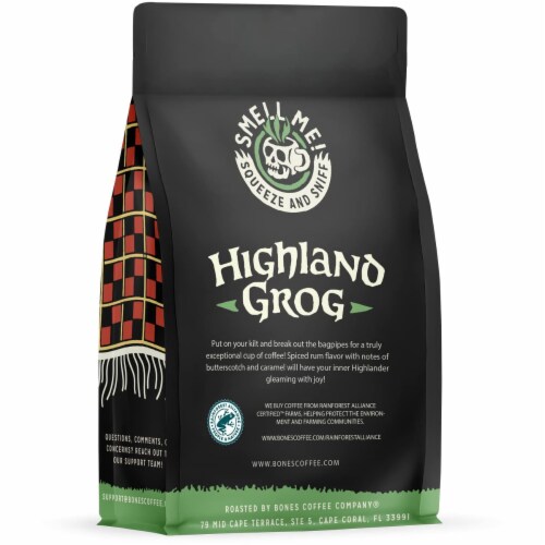 Bones Coffee Company Highland Grog Medium Roast Ground Coffee Perspective: back