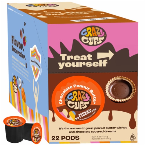 Crazy Cups Chocolate Peanut Butter Flavored Hot Cocoa Pods Perspective: back