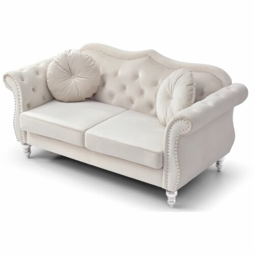Glory Furniture Hollywood Velvet Loveseat in Ivory 1 Kroger