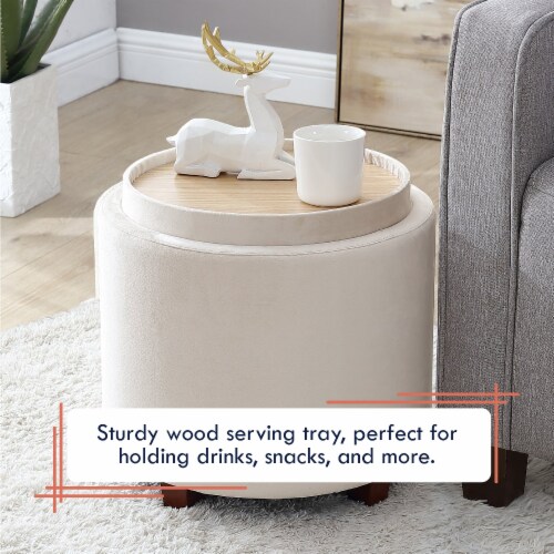 Lawrence Round Linen Storage Ottoman with Table Top Lid 17 L x 17 W x 16 H Gerbes Super Markets