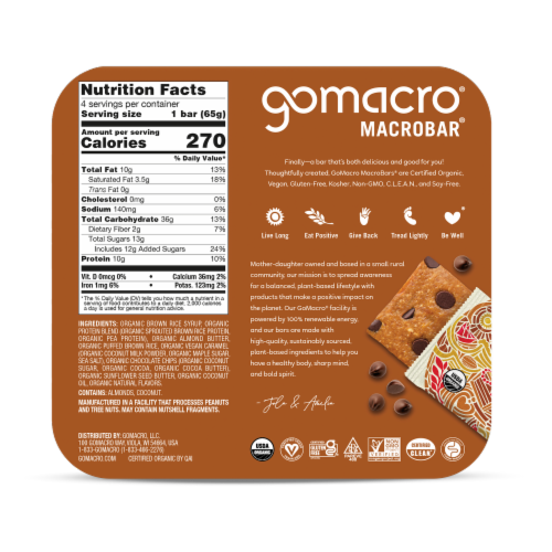 GoMacro® Salted Caramel and Chocolate Chip MacroBar® Perspective: back