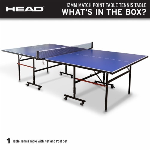HEAD 1-1-33012-DS 12 Millimeter Surface Match Point Ping Pong Table with Net Perspective: back