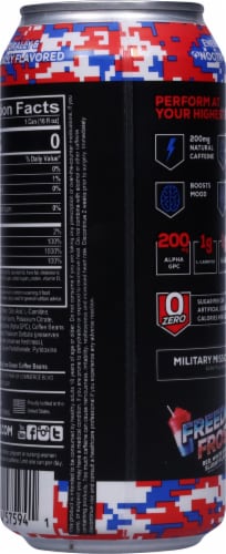 Redcon1 Zero Sugar High Performance Freedom Frost Energy Drink Can Perspective: back