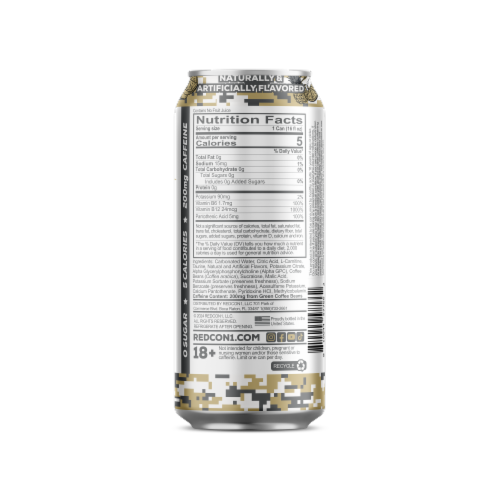 Redcon1 Zero Sugar High Performance Prime Time Punch Energy Drink Can Perspective: back