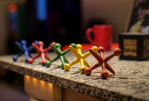 Zeckos - Set of 5 Colorful Cast Iron Decorative Toy Jack Distressed Finish Sculptures Perspective: back