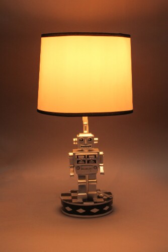 Retro 1960's Style Square Head Robot Sci-Fi Design Table Lamp With Shade Retro Décor Perspective: back