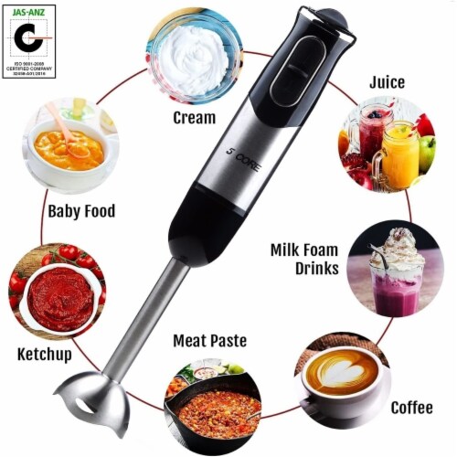 Hand Held Blender Stick 500 WATT Immersion 2 Speed Turbo Mixer 2 Titanium Blades Perspective: back