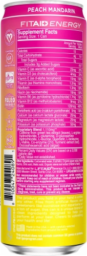 FITAID Peach Mandarin Energy Drink Can Perspective: back