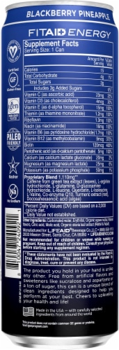 FITAID Blackberry Pineapple Energy Drink Can Perspective: back