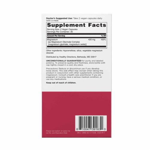 Doctors' Preferred® Magnesium Glycinate Complex Capsules Perspective: back