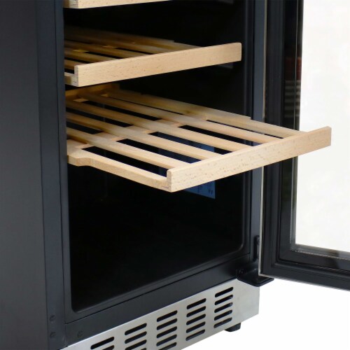 33 Bottle Mini Beverage Refrigerator Glass Door Wine Beer or Water - Stainless Perspective: back