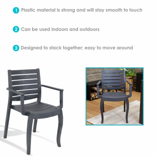 Sunnydaze Illias Plastic Outdoor Patio Arm Chair - Gray Perspective: back