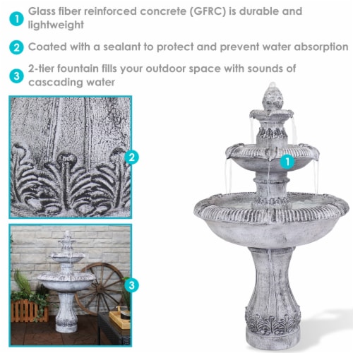 Sunnydaze MediterraneanInspired 3Tier Outdoor Water Fountain Gray