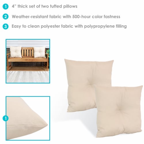 Sunnydaze 2 Indoor/Outdoor Tufted Back Cushions 19 x 19-Inch Beige 