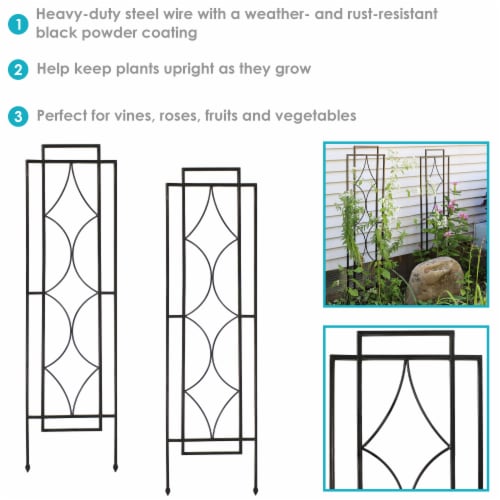 Sunnydaze Steel Chic Diamonds Garden Trellis - Set of 2 - 48 in Perspective: back