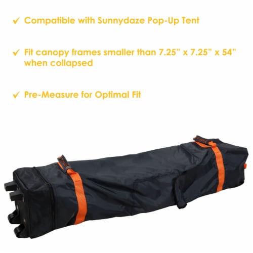 Sunnydaze Premium Pop-Up Canopy Rolling Carry Bag - Black - 12 ft x 12 ft Perspective: back