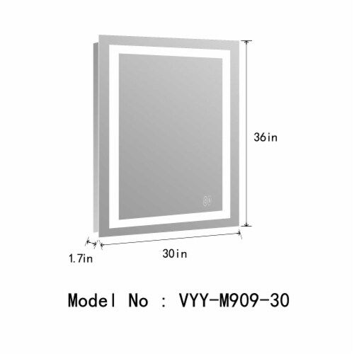 Superior 30 in. W x 36 in. H Frameless Anti-Fog Wall Bathroom LED Vanity Mirror in Silver Perspective: back