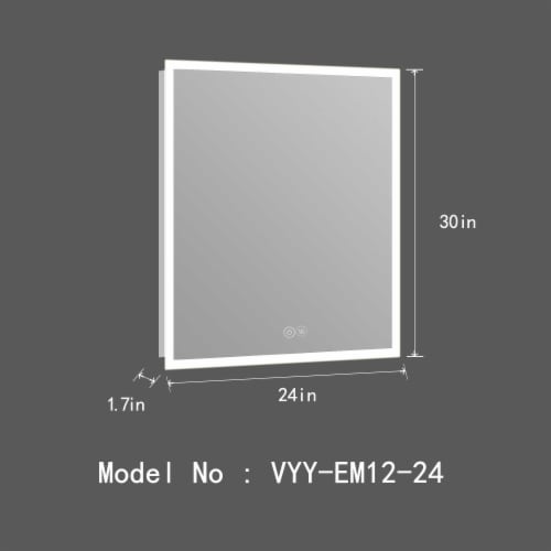 Huron 24.02 in. W x 30 in. H Frameless Anti-Fog Wall Bathroom LED Vanity Mirror in Silver Perspective: back