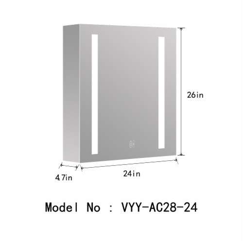 Erie 24 in. W x 26 in. H Silver Aluminum Recessed or Surface Mount LED Mirror Cabinet Perspective: back