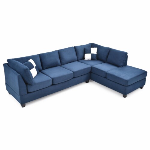 Blue suede sectional deals