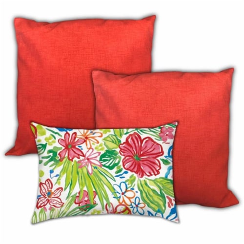 Joita CORAL SEAS Indoor Outdoor Pillows Red Polyester Fabric Set of 3 1 Jay C Food Stores