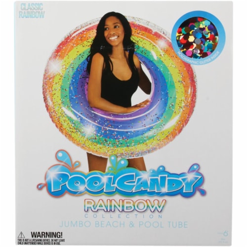 PoolCandy 42 In. Large Classic Rainbow Glitter Pool Tube Float PC2342GRB Perspective: back
