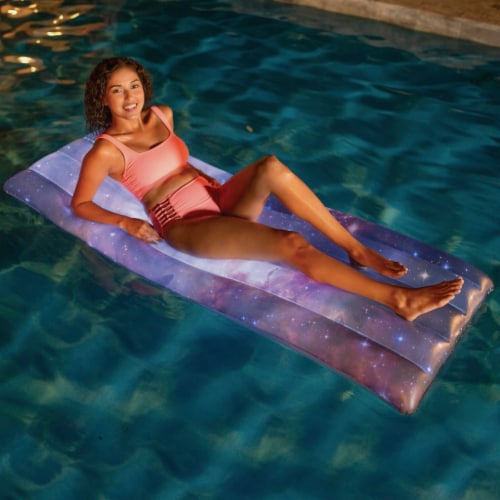 PoolCandy Ride-On 74 In. x 30 In. Illuminated Galaxy Deluxe Pool Raft PC4452GSF Perspective: back