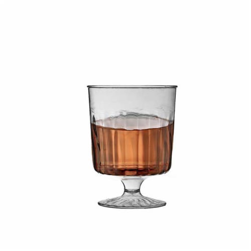 8 oz. Clear Plastic Pedestal Wine Glasses (240 Glasses) Perspective: back