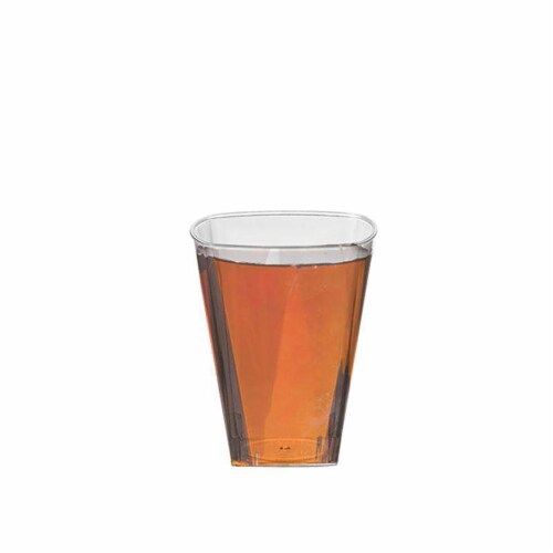 2 oz. Clear Square Plastic Shot Glasses (960 Glasses) Perspective: back