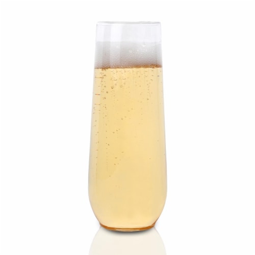 9 oz. Clear Stemless Plastic Champagne Flutes (64 Glasses) Perspective: back