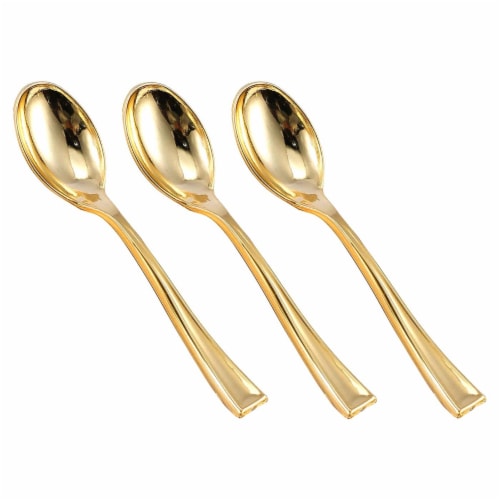 Shiny Metallic Gold Mini Plastic Disposable Tasting Spoons (600 Spoons ...