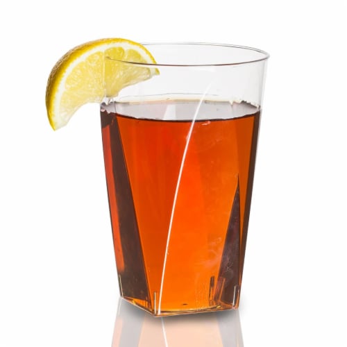 10 oz. Clear Square Bottom Disposable Plastic Cups (500 Cups) Perspective: back