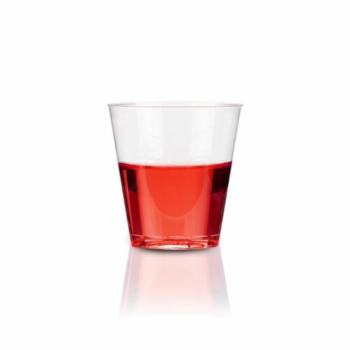 2 oz. Clear Round Plastic Disposable Shot Glasses (1200 Glasses) Perspective: back