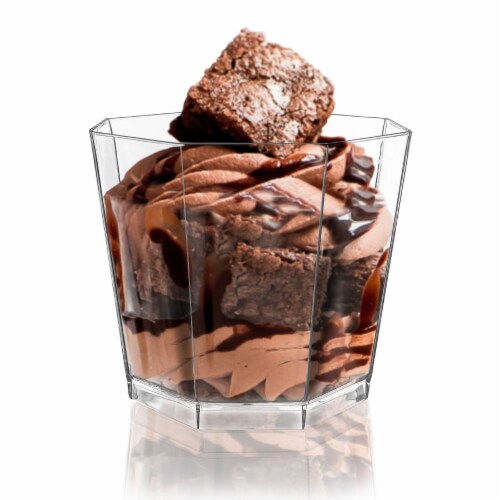 5.5 oz. Clear Octagon Disposable Plastic Dessert Cups (288 Cups) Perspective: back