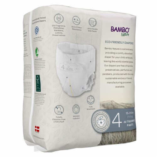 Bambo Nature Toddler Training Pants, Unisex, Size 4, 14 to 31 lbs, 220 Ct Perspective: back