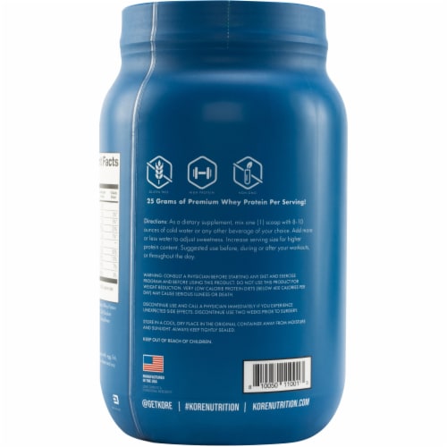 Kore Nutrition Natural Vanilla Whey Protein Powder Perspective: back