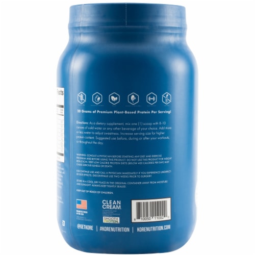 Kore Nutrition Chocolate Brownie Vegan Protein Powder Perspective: back