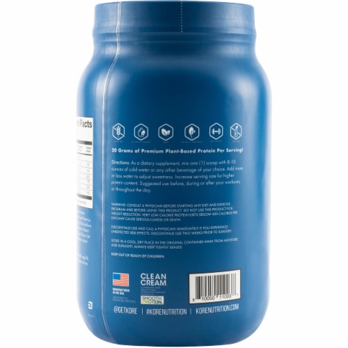 Kore Nutrition Vanilla Vegan Protein Powder Perspective: back