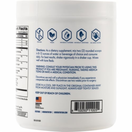 Kore Nutrition Greens Apple Flavor Dietary Supplement Powder Perspective: back